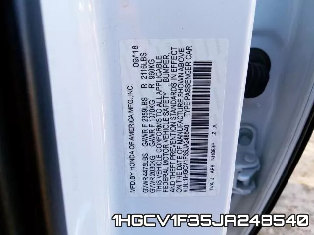 1HGCV1F35JA248540 фото 2