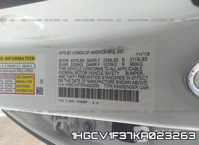 1HGCV1F37KA023263 фото 10