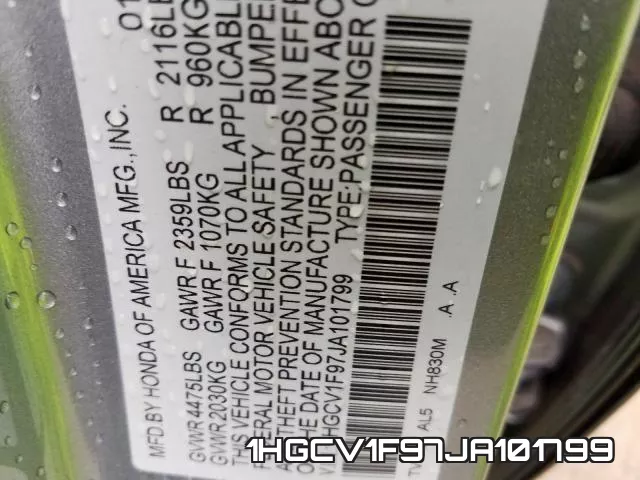 1HGCV1F97JA101799 фото 2