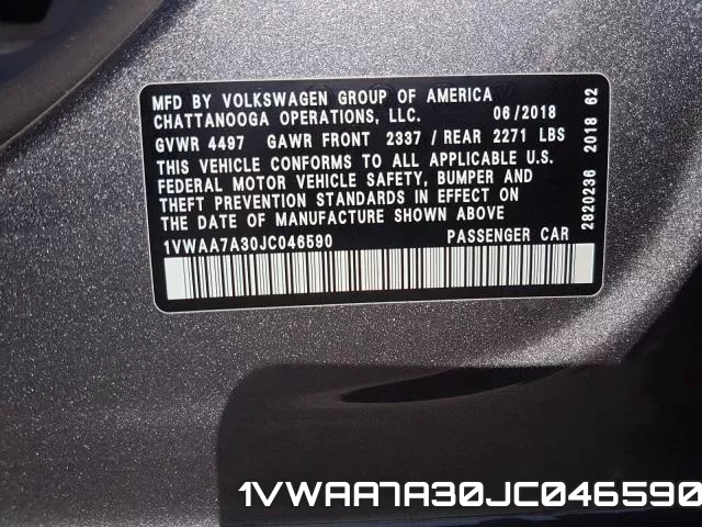 1VWAA7A30JC046590 фото 2