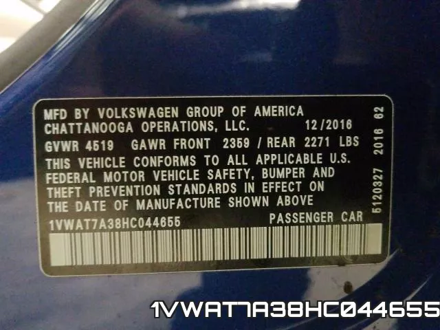 1VWAT7A38HC044655 фото 2