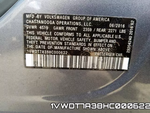 1VWDT7A38HC000622 фото 2