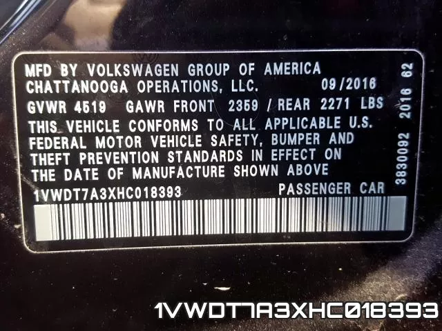 1VWDT7A3XHC018393 фото 2