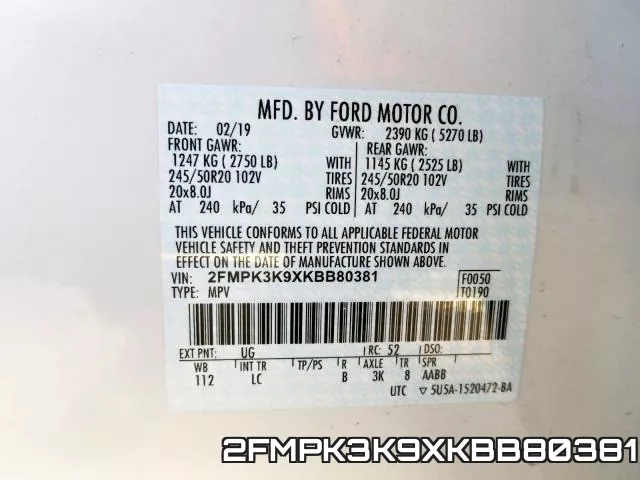 2FMPK3K9XKBB80381 фото 2