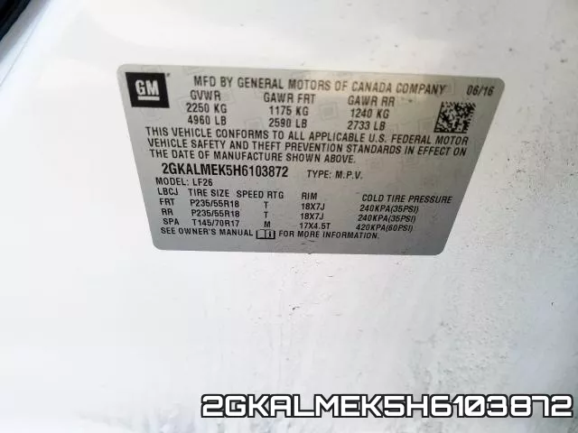 2GKALMEK5H6103872 фото 2