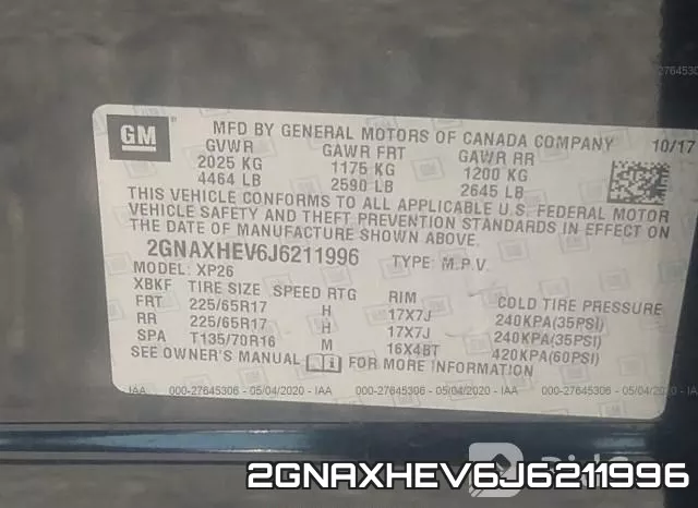 2GNAXHEV6J6211996 фото 10