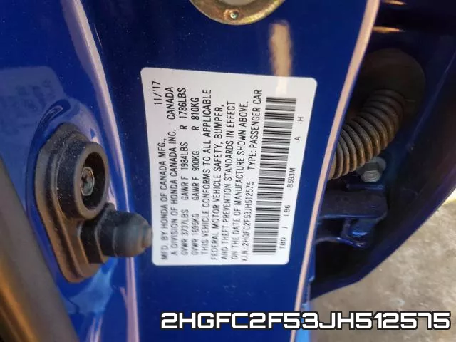 2HGFC2F53JH512575 фото 2