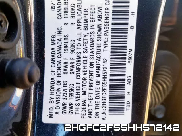 2HGFC2F55HH572142 фото 2