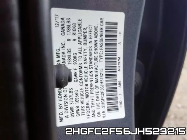 2HGFC2F56JH523215 фото 2