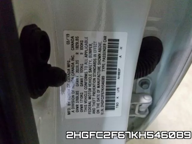 2HGFC2F67KH546089 фото 2