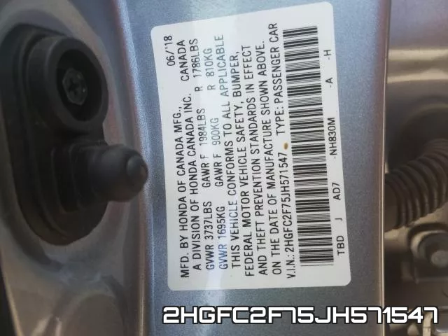 2HGFC2F75JH571547 фото 2