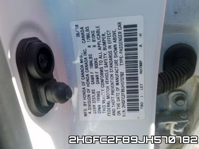 2HGFC2F89JH570782 фото 2