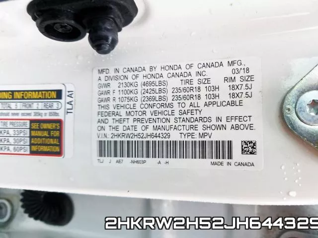 2HKRW2H52JH644329 фото 2