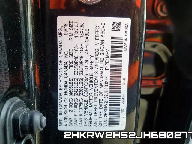 2HKRW2H52JH680277 фото 2