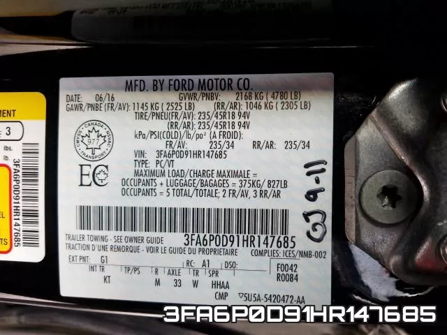 3FA6P0D91HR147685 фото 2