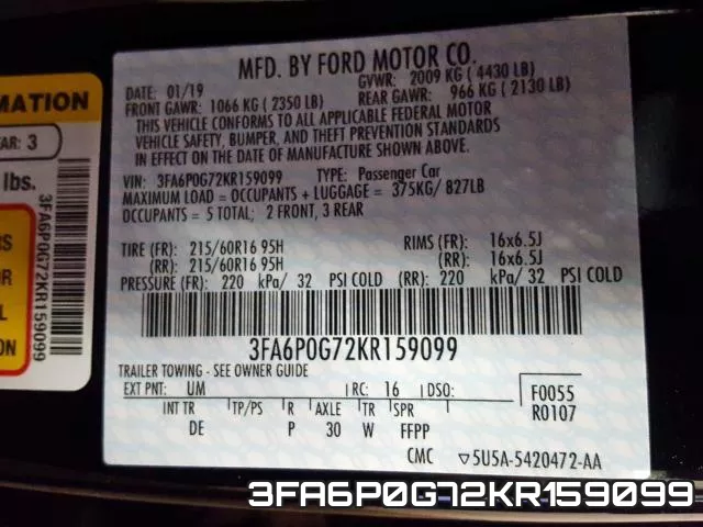 3FA6P0G72KR159099 фото 2