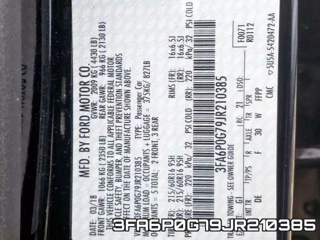 3FA6P0G79JR210385 фото 2