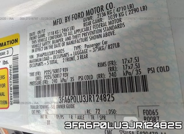 3FA6P0LU3JR124825 фото 10