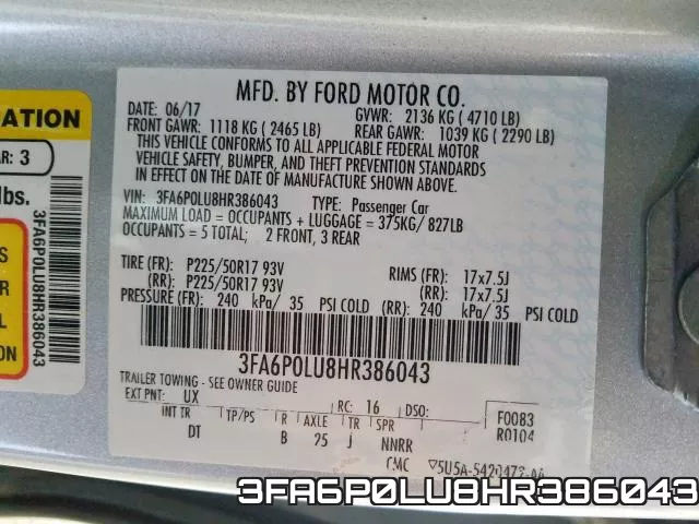 3FA6P0LU8HR386043 фото 2