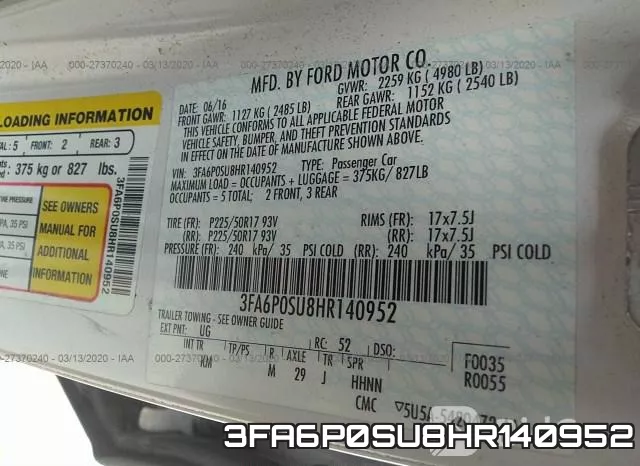 3FA6P0SU8HR140952 фото 10
