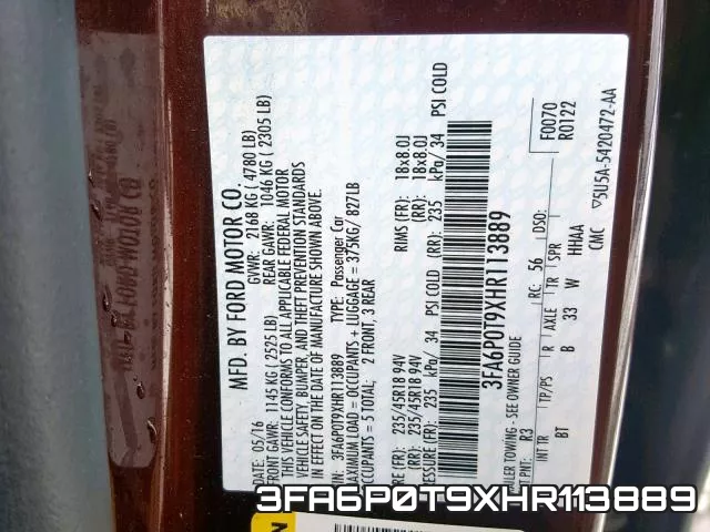 3FA6P0T9XHR113889 фото 2