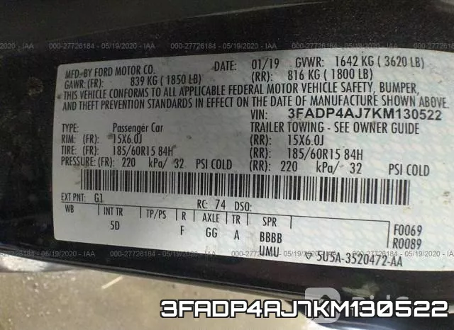 3FADP4AJ7KM130522 фото 10