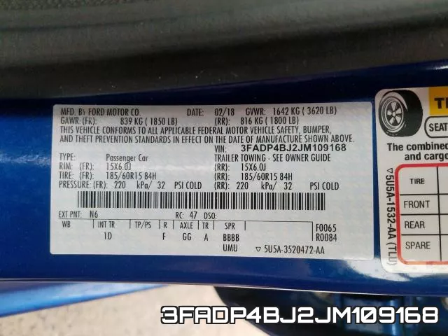 3FADP4BJ2JM109168 фото 2