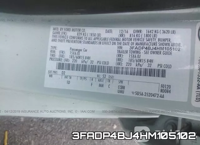 3FADP4BJ4HM105102 фото 10