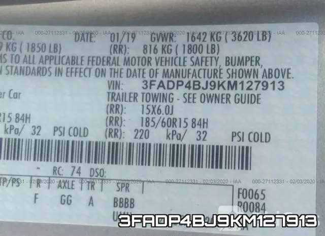 3FADP4BJ9KM127913 фото 10