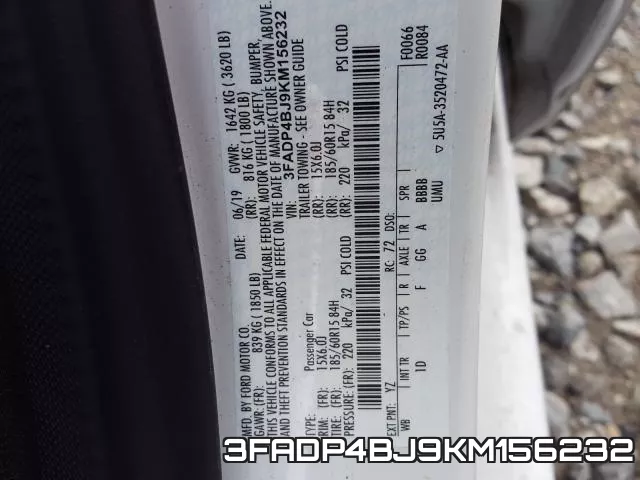 3FADP4BJ9KM156232 фото 2