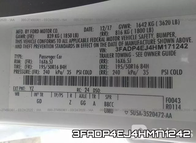 3FADP4EJ4HM171242 фото 10