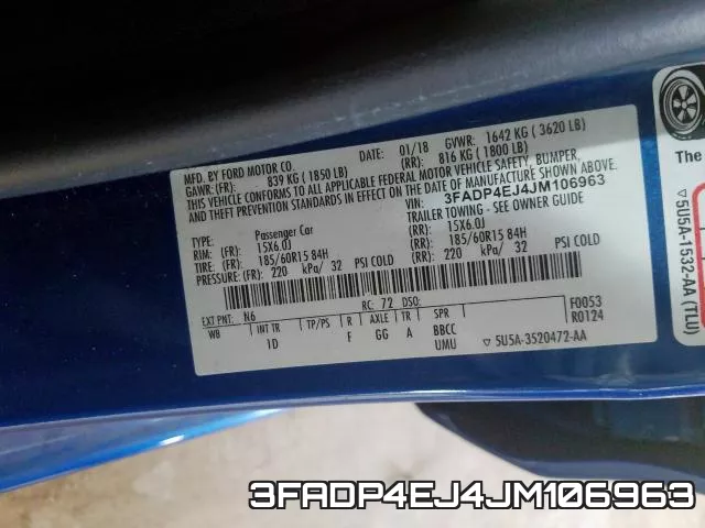 3FADP4EJ4JM106963 фото 2
