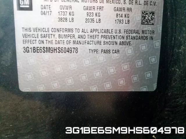 3G1BE6SM9HS604978 фото 2