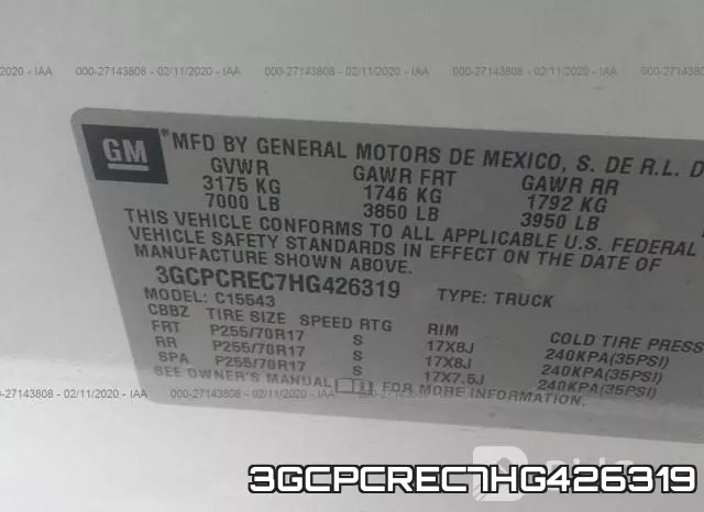 3GCPCREC7HG426319 фото 10