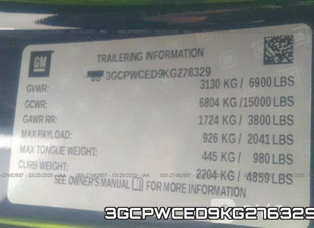 3GCPWCED9KG276329 фото 10