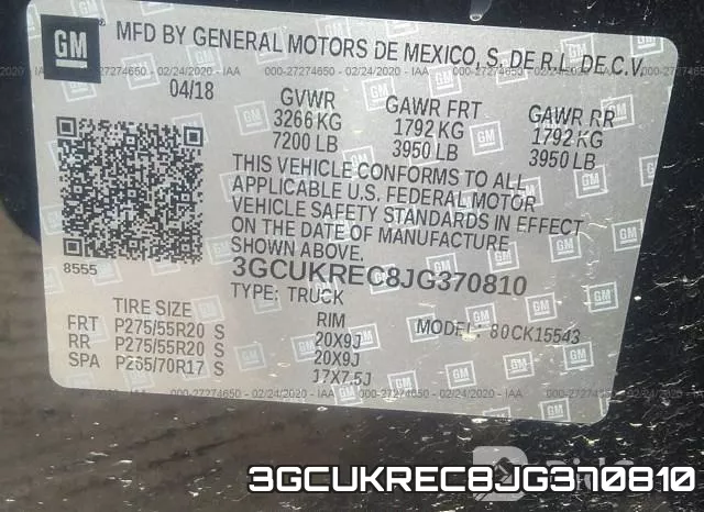 3GCUKREC8JG370810 фото 10