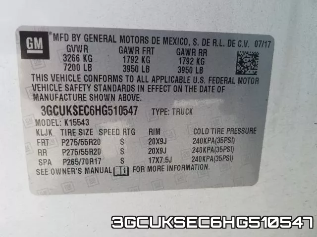3GCUKSEC6HG510547 фото 2