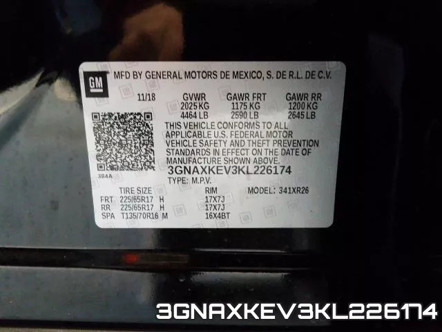 3GNAXKEV3KL226174 фото 2