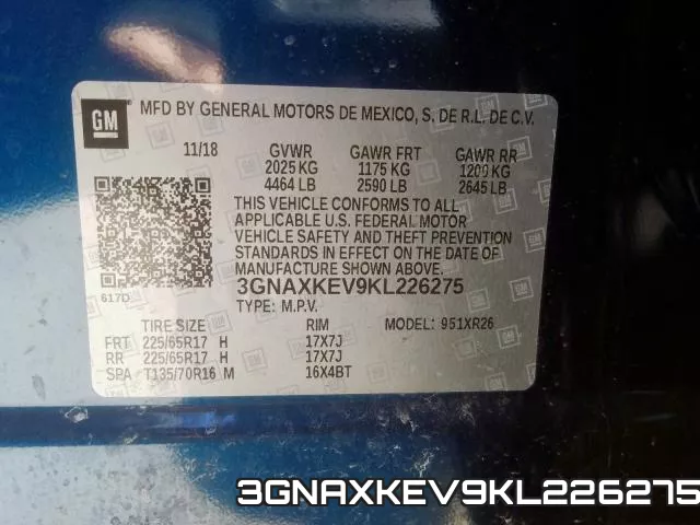 3GNAXKEV9KL226275 фото 2