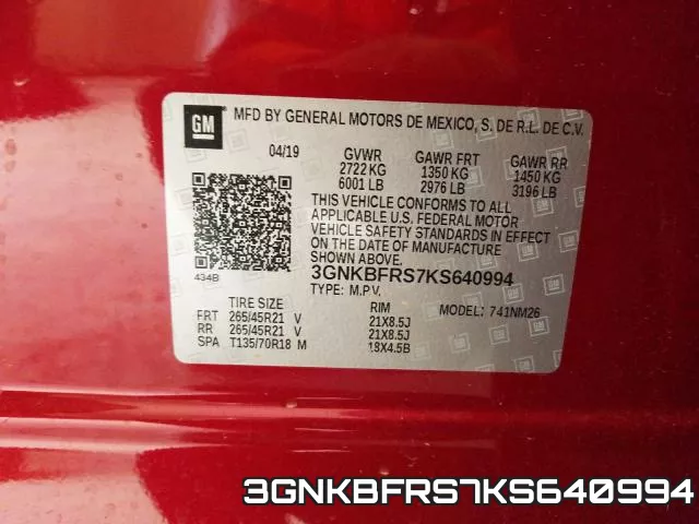 3GNKBFRS7KS640994 фото 2