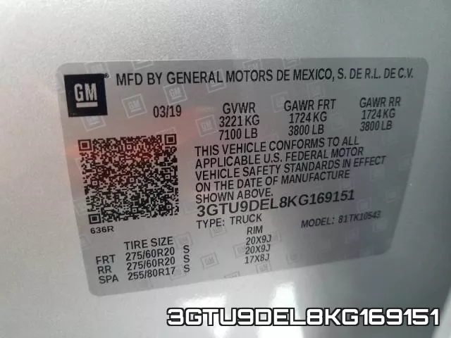 3GTU9DEL8KG169151 фото 2