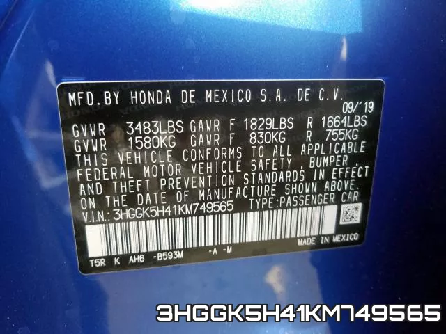 3HGGK5H41KM749565 фото 2