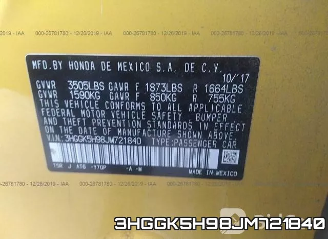 3HGGK5H98JM721840 фото 10
