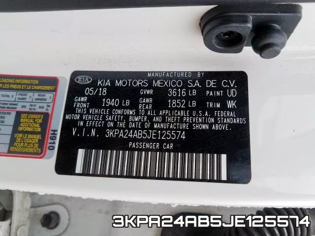 3KPA24AB5JE125574 фото 2