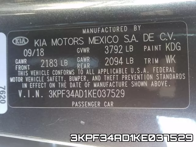 3KPF34AD1KE037529 фото 2