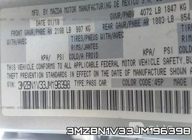 3MZBN1V33JM196398 фото 10