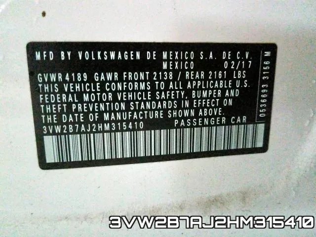 3VW2B7AJ2HM315410 фото 2