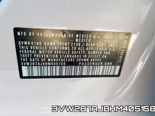 3VW2B7AJ8HM405158 фото 2