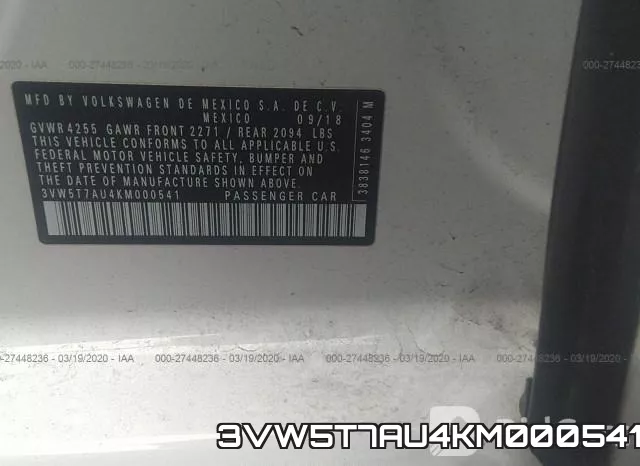 3VW5T7AU4KM000541 фото 10