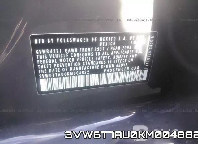 3VW6T7AU0KM004882 фото 10